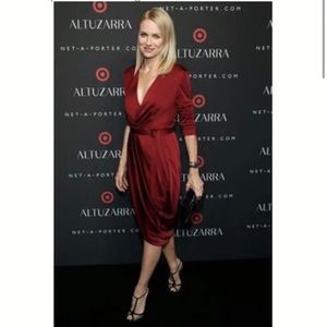 Altuzarra For Target Womens Red Satin Wrap Dress W/ Scarf NWT Size Small